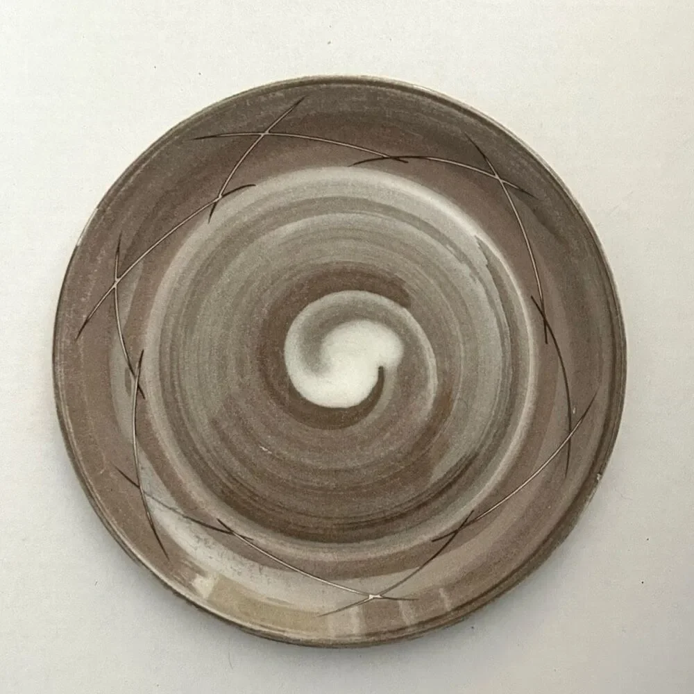 Santa Anita Ware Vreni Brown Swirl Mid Century Bread Plates Set of 4